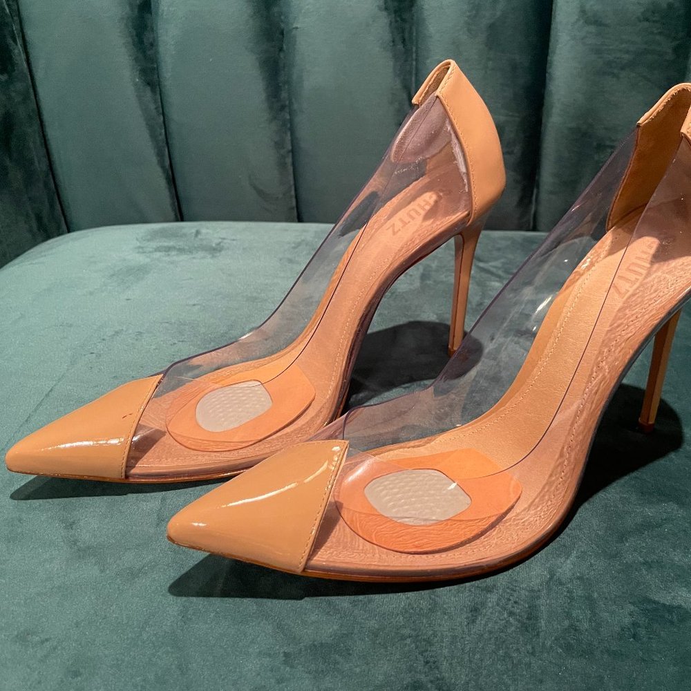 Schutz "Cendi" Nude & Clear Pointy Toe Pumps - Size 11